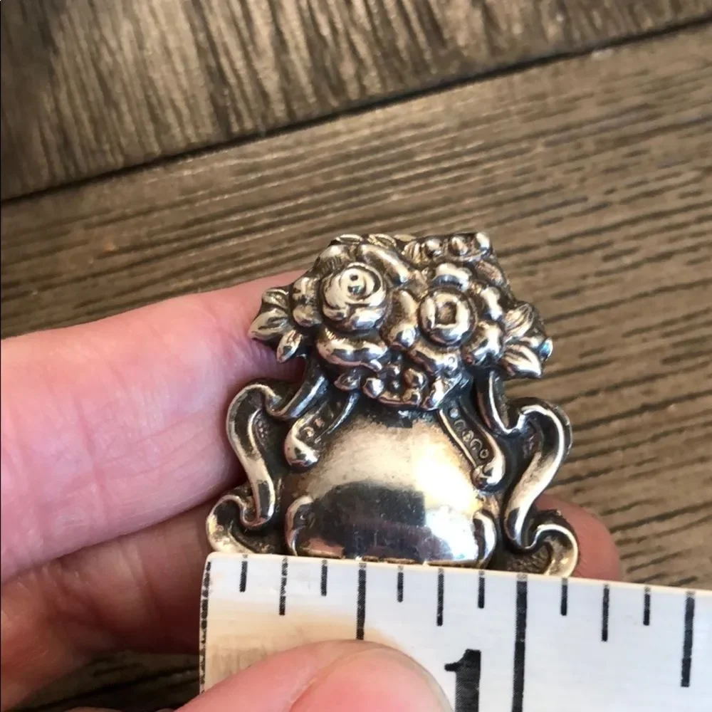 Sterling Silver Repousse Clip Earrings Baroque